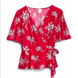 Kaileigh Red Floral Blouse